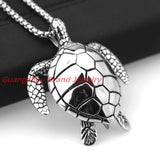Sea Turtle Pendant Stainless Steel Mens Necklace