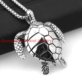 Sea Turtle Pendant Stainless Steel Mens Necklace