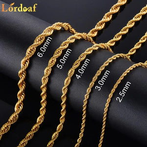 Punk Long Necklace Stainless Steel Rope Chain Jewelry