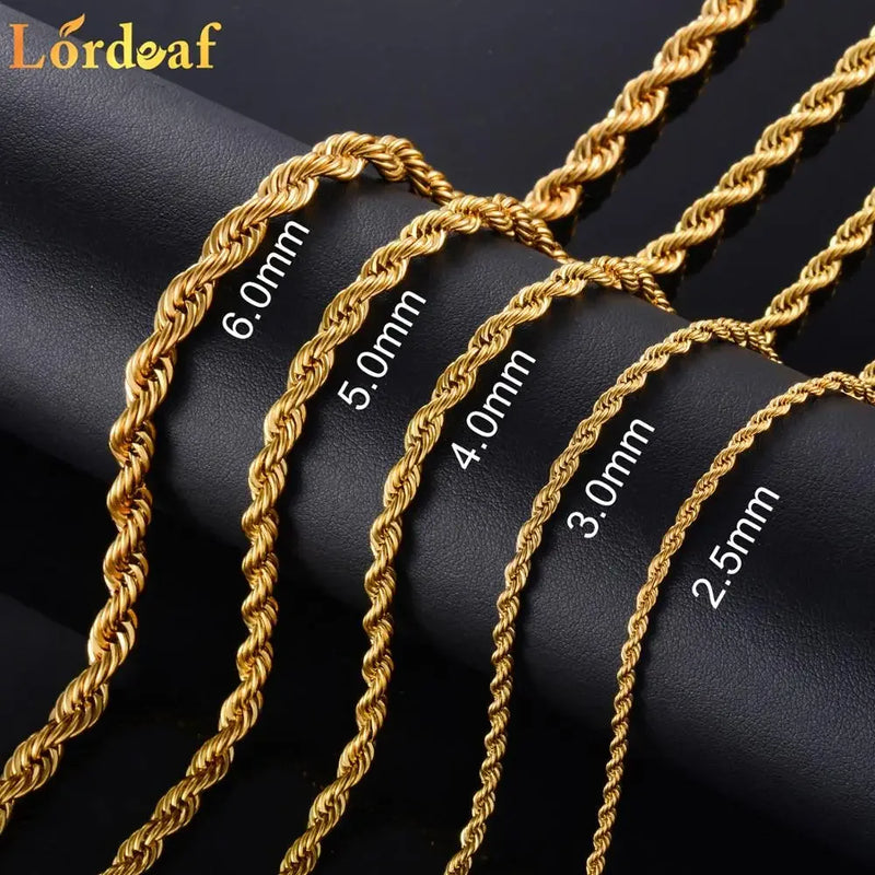 Punk Long Necklace Stainless Steel Rope Chain Jewelry