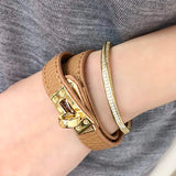 Punk Style Double Layer PU Leather Swivel Buckle Bangle