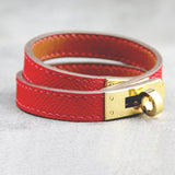 Punk Style Double Layer PU Leather Swivel Buckle Bangle