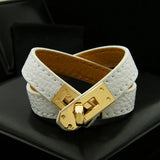 Punk Style Double Layer PU Leather Swivel Buckle Bangle