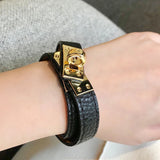 Punk Style Double Layer PU Leather Swivel Buckle Bangle