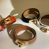 Punk Style Double Layer PU Leather Swivel Buckle Bangle