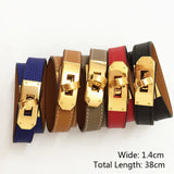 Punk Style Double Layer PU Leather Swivel Buckle Bangle