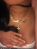 High Pure Cross Charm Pendant Necklaces 24K Yellow Filled Wedding Jewelry