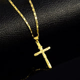 High Pure Cross Charm Pendant Necklaces 24K Yellow Filled Wedding Jewelry