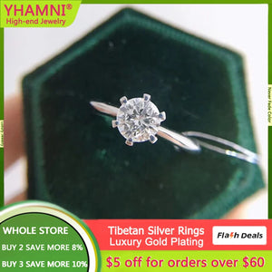Tibetan Silver Ring Round Cubic Zircon Wedding Bands