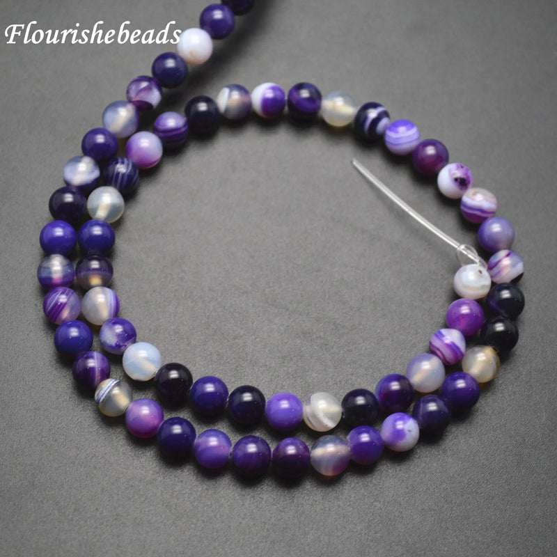Purple Banded Agate Round Loose Beads 5 strands 6mm 8mm 10mm