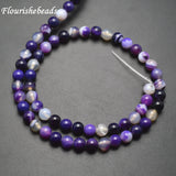 Purple Banded Agate Round Loose Beads 5 strands 6mm 8mm 10mm