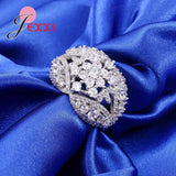 Purple Crystal Flower Ring 925 Sterling Silver Women's Wedding Jewelry