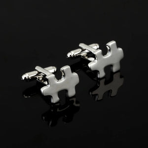 Jigsaw Puzzle Cuff Button Silver Colour Copper Cufflinks