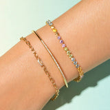 Rainbow CZ 3MM Tennis Chain Bracelet
