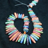 High Rainbow Gems Stone Necklace Point Pendant Beads