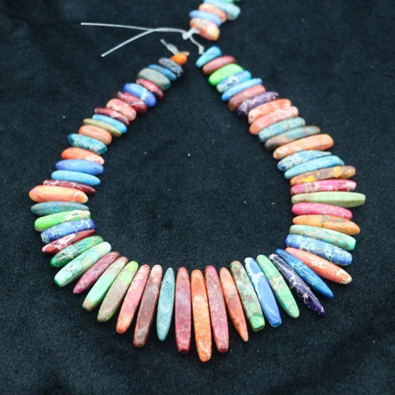 High Rainbow Gems Stone Necklace Point Pendant Beads