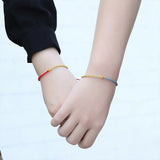 Real 24K Yellow Woman Lucky Bead Red Cord Bracelet