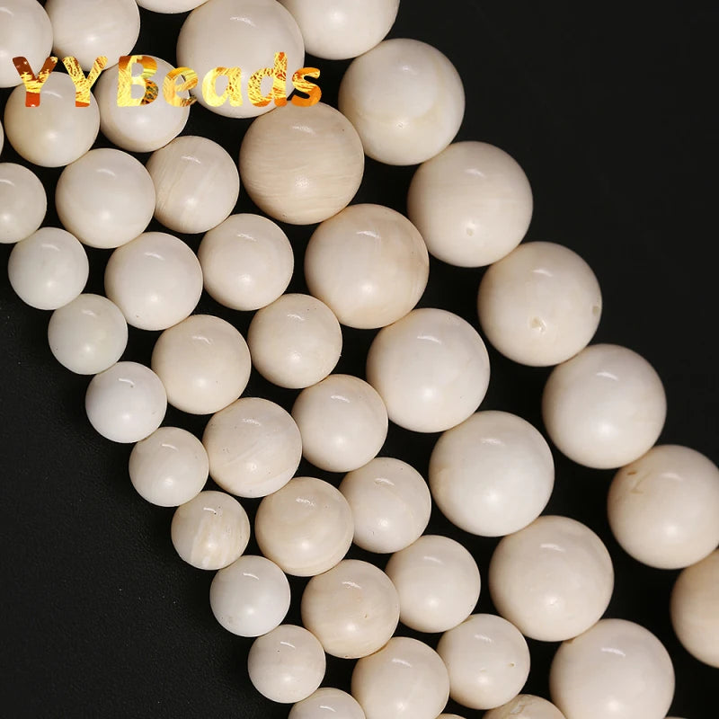 Natural Ivory Shell Pearl Beads Round Spacer Charm Beads 6-12mm