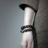 Buddha Bracelet Real Peach Wood Beads Bangle
