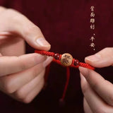 Peach Wood Zodiac Cinnabar Bracelet