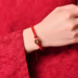 Peach Wood Zodiac Cinnabar Bracelet