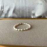 Retro Natural Rice Pearl Bracelet 5-6mm 14-21cm Magnet Buckle