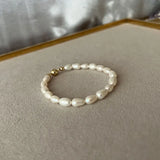 Retro Natural Rice Pearl Bracelet 5-6mm 14-21cm Magnet Buckle