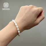 Retro Natural Rice Pearl Bracelet 5-6mm 14-21cm Magnet Buckle