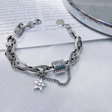 Retro Thai Silver Female Tank Chains Bracelet