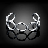 925 Sterling Silver Circle Bracelet Bangle Retro Wedding Jewelry