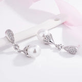 Rhinestone Pearl Earrings Big Pearl Jewelry Party Wedding Earring