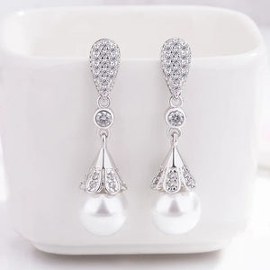 Rhinestone Pearl Earrings Big Pearl Jewelry Party Wedding Earring