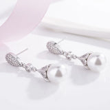 Rhinestone Pearl Earrings Big Pearl Jewelry Party Wedding Earring