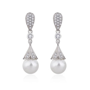 Rhinestone Pearl Earrings Big Pearl Jewelry Party Wedding Earring