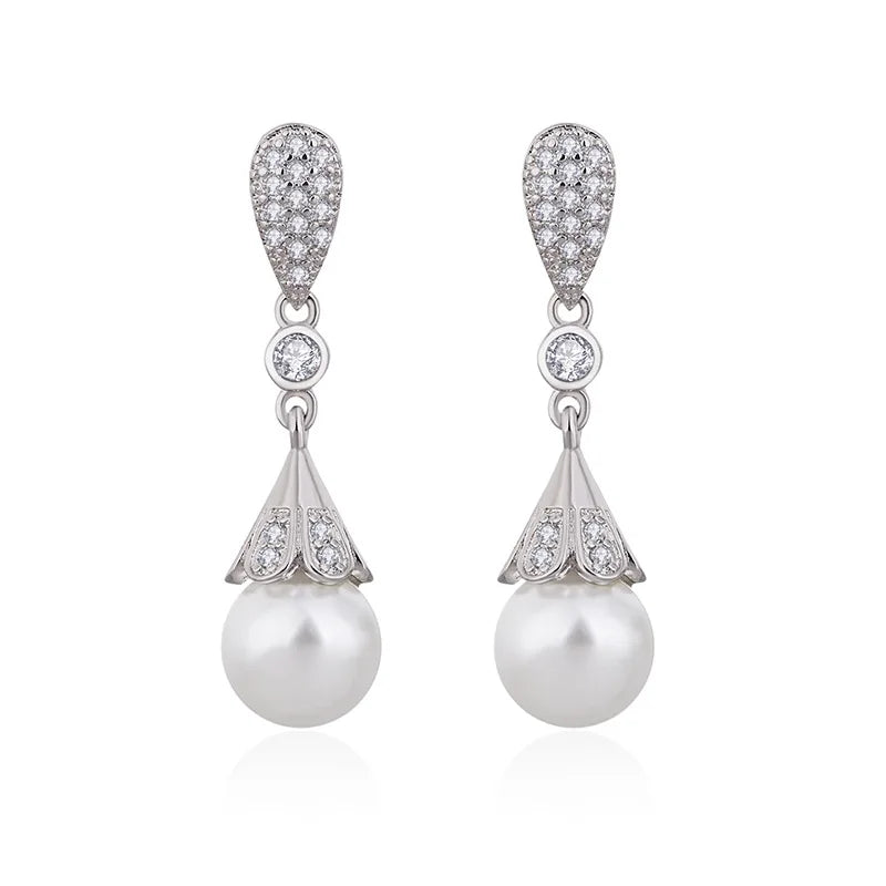Rhinestone Pearl Earrings Big Pearl Jewelry Party Wedding Earring