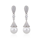 Rhinestone Pearl Earrings Big Pearl Jewelry Party Wedding Earring