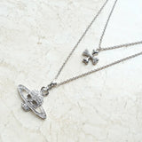 Rhinestone Skull Pendant Necklace Cross Chain Punk Goth Jewelry