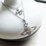 Rhinestone Skull Pendant Necklace Cross Chain Punk Goth Jewelry