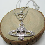 Rhinestone Skull Pendant Necklace Cross Chain Punk Goth Jewelry