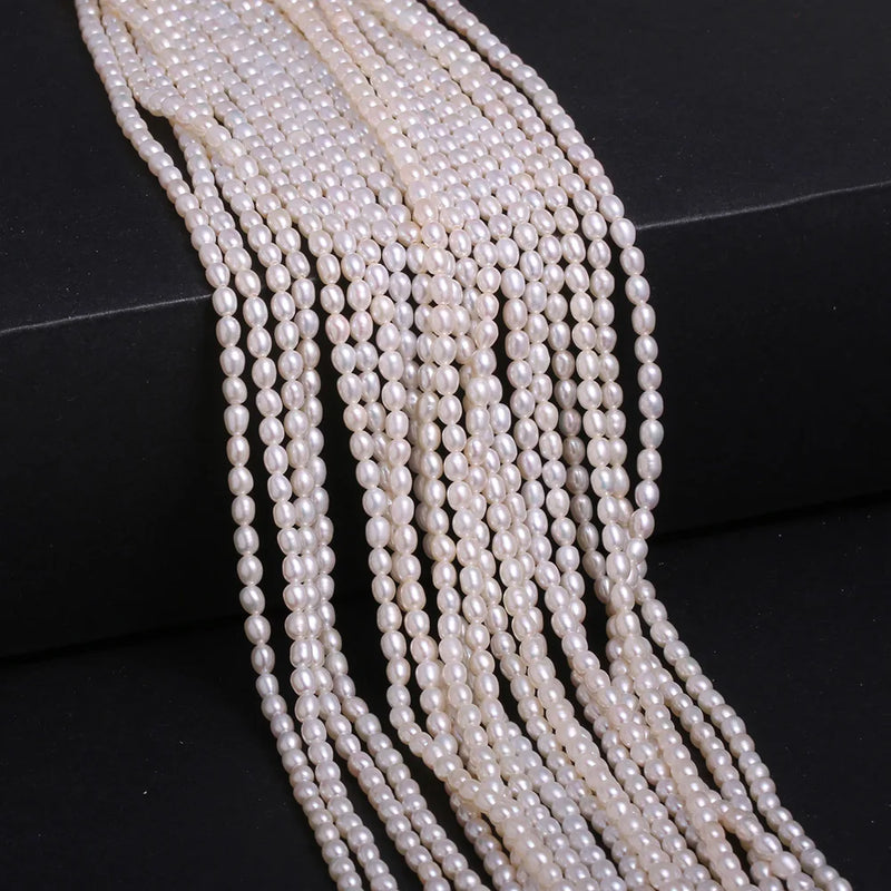 Rice Shape Pearl Beads 3.5-3.8mm Freshwater Pearls for Jewelry Making