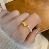 Romantic Love Heart Freshwater Pearl Ring for Women Engagement