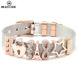 High Rose Stainless Steel Mesh Bracelet Love Lock Charms Fine