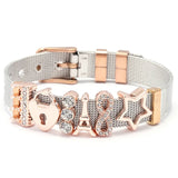 High Rose Stainless Steel Mesh Bracelet Love Lock Charms Fine