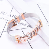 High Rose Stainless Steel Mesh Bracelet Love Lock Charms Fine