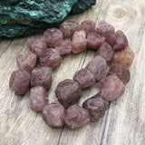 Rough Natural Strawberry Quartz Crystal Nugget Beads DIY Jewelry MY220753