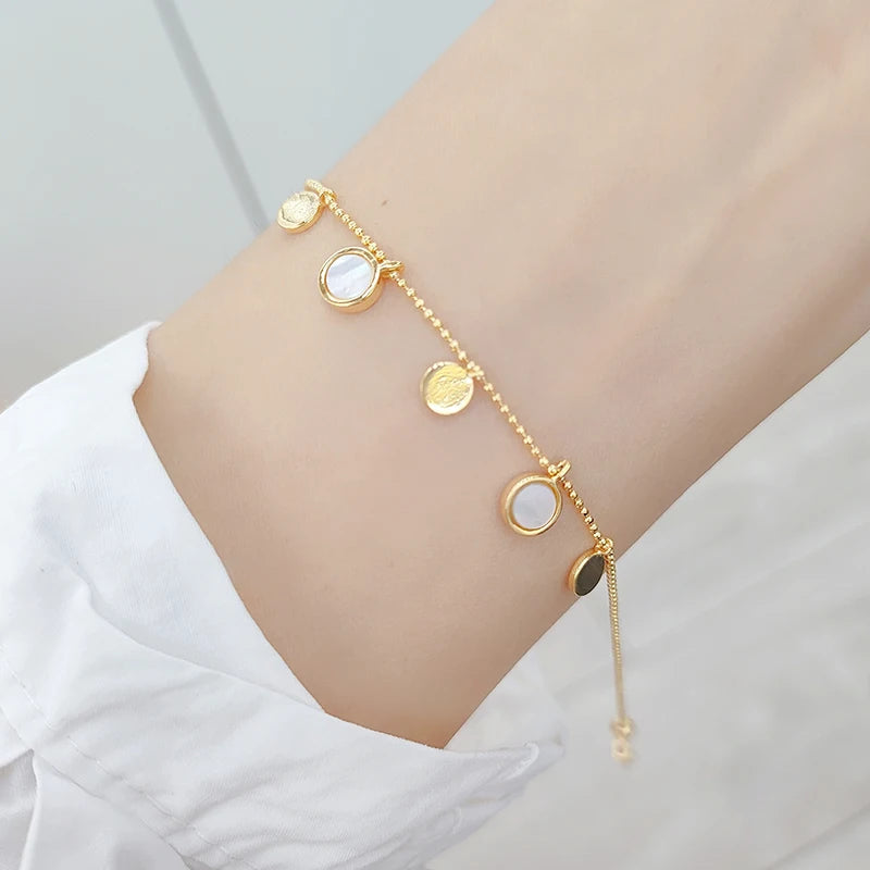 Round Bead Chain Tassel Pendant Bracelet Women Jewelry