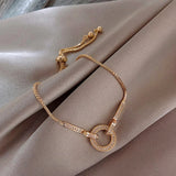 High Round Charm Bracelet Inlaid Zircon Advanced Rhinestone