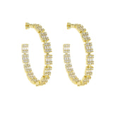 Geometric CZ Earrings with Paved Cubic Zirconia - Statement Jewelry
