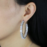 50mm Hoop Earrings CZ Paved Geometric Statement Jewelry