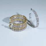 50mm Hoop Earrings CZ Paved Geometric Statement Jewelry